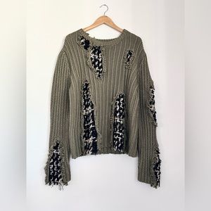 BRAND NEW FAITH CONNEXION CABLE KNIT DESTROYED SWEATER